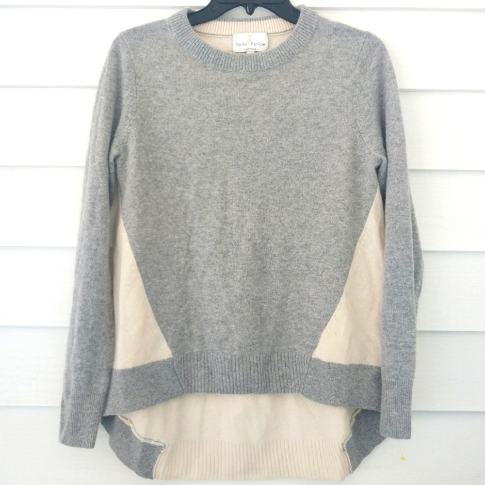 Belle France 100% Cashmere Sweater Size M Soft Lightweight  High Low